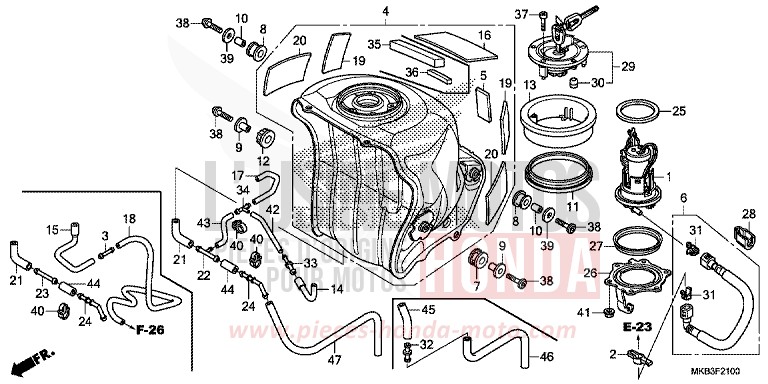 KRAFTSTOFFTANK/KRAFTSTOFFPUMPE de CBR1000RR SP SP1 SP2 VIBRANT ORANGE (YR250X) de 2016